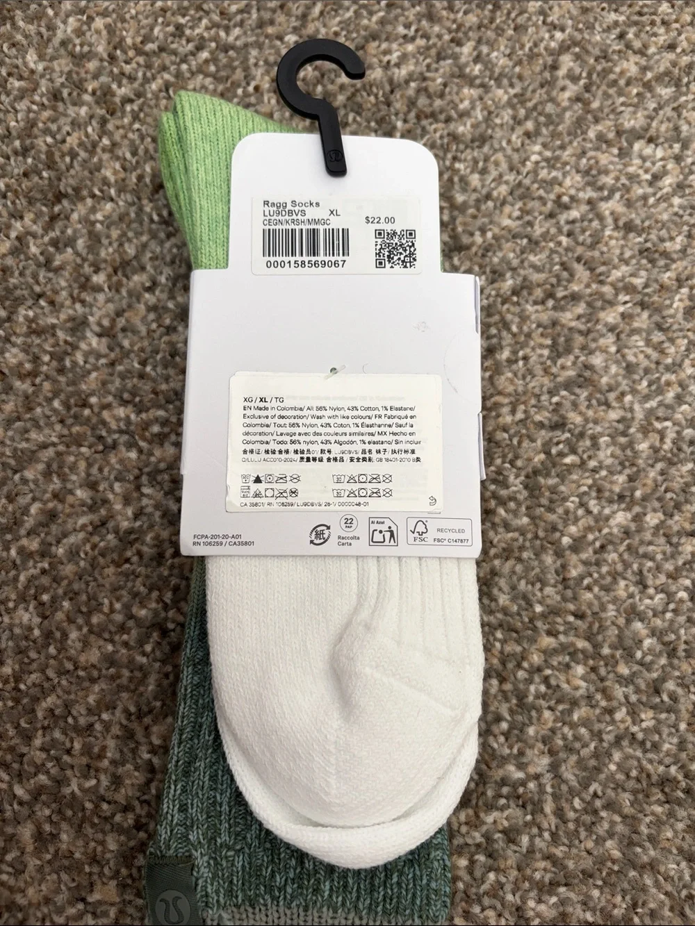 lululemon athletica Green Gradient Ragg Crew Socks